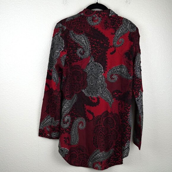 Chicos Festive Paisley Roxanne Top Button‎ Down Long Sleeve Office Artsy S - Picture 9 of 10